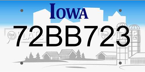 72BB723 Iowa License Plate