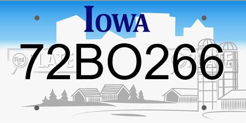 72BO266 Iowa License Plate
