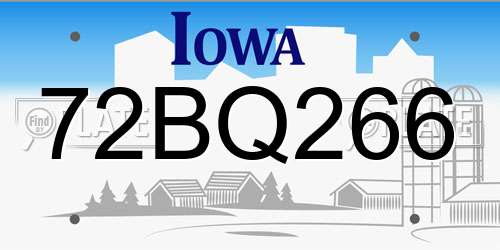 72BQ266 Iowa License Plate