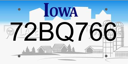 72BQ766 Iowa License Plate