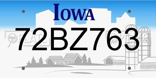 72BZ763 Iowa License Plate