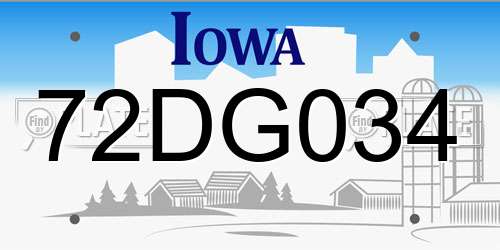 72DG034 Iowa License Plate