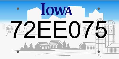 72EE075 Iowa License Plate