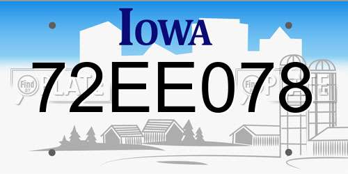 72EE078 Iowa License Plate