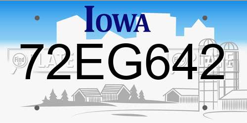 72EG642 Iowa License Plate