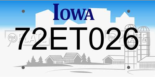 72ET026 Iowa License Plate