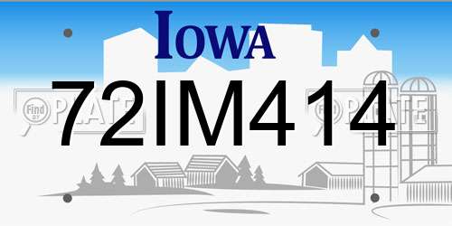 72IM414 Iowa License Plate