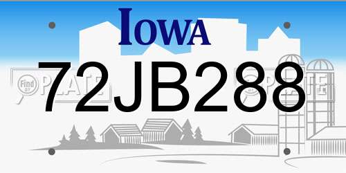 72JB288 Iowa License Plate