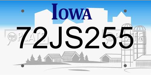 72JS255 Iowa License Plate