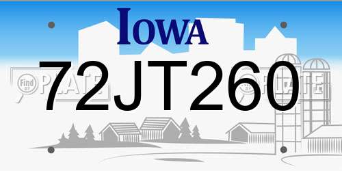 72JT260 Iowa License Plate