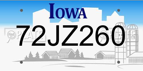 72JZ260 Iowa License Plate