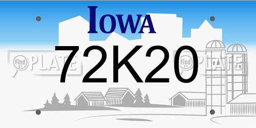 72K20 Iowa License Plate