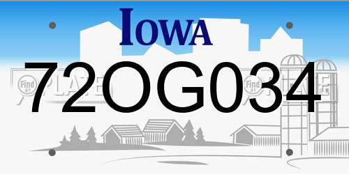 72OG034 Iowa License Plate