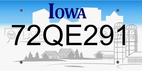 72QE291 Iowa License Plate