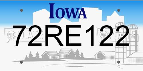 72RE122 Iowa License Plate