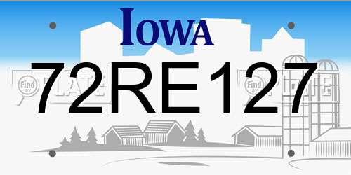 72RE127 Iowa License Plate