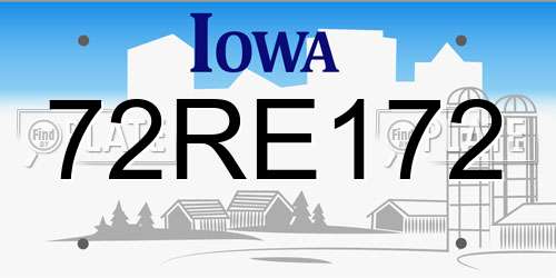 72RE172 Iowa License Plate