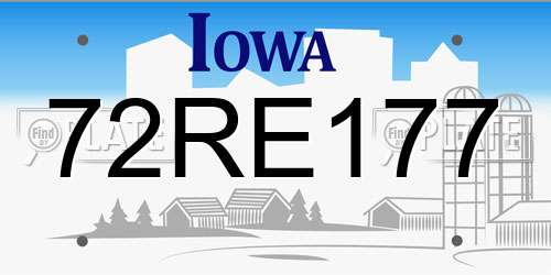 72RE177 Iowa License Plate