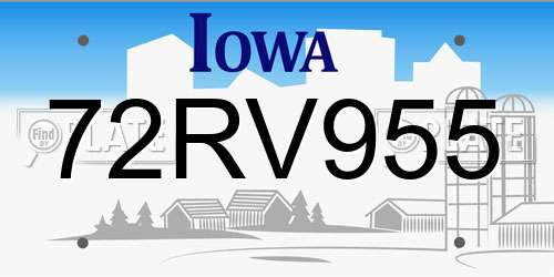72RV955 Iowa License Plate