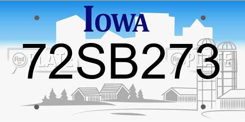 72SB273 Iowa License Plate