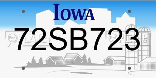 72SB723 Iowa License Plate