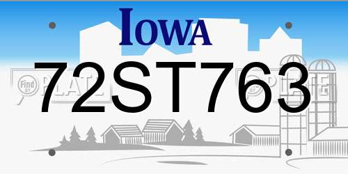 72ST763 Iowa License Plate