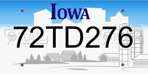 72TD276 Iowa License Plate