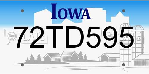 72TD595 Iowa License Plate