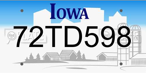 72TD598 Iowa License Plate
