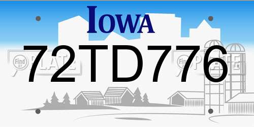 72TD776 Iowa License Plate