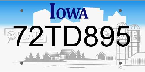 72TD895 Iowa License Plate
