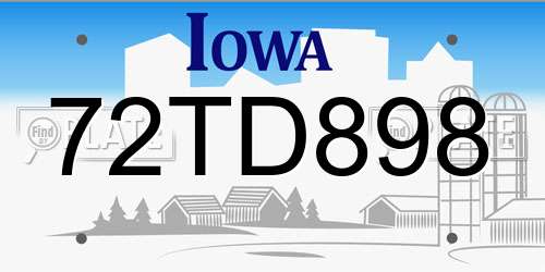 72TD898 Iowa License Plate