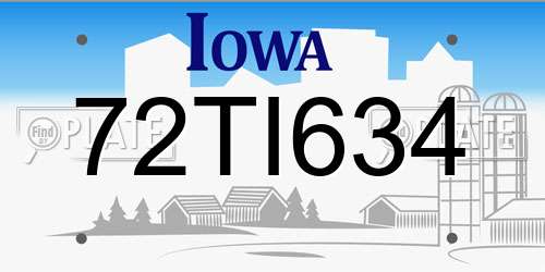 72TI634 Iowa License Plate