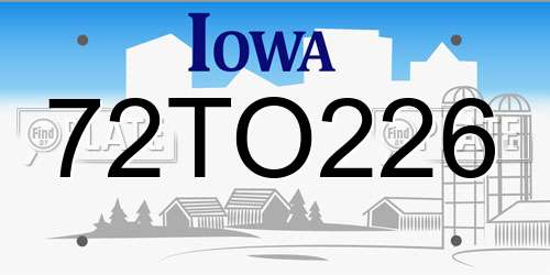 72TO226 Iowa License Plate