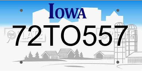 72TO557 Iowa License Plate