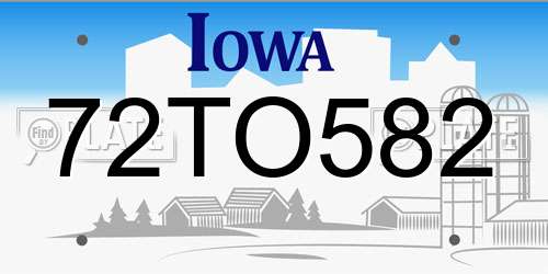 72TO582 Iowa License Plate