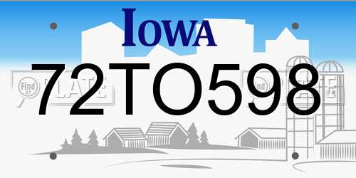 72TO598 Iowa License Plate