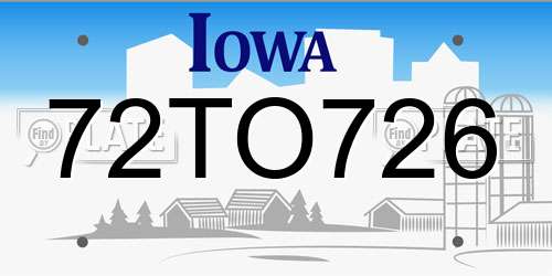 72TO726 Iowa License Plate