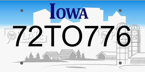 72TO776 Iowa License Plate