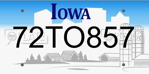 72TO857 Iowa License Plate