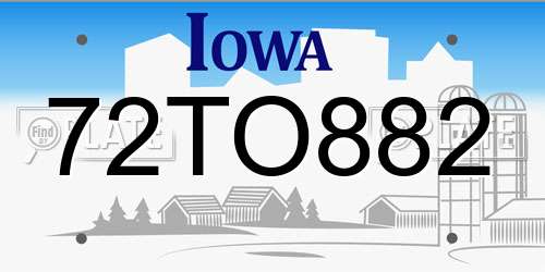 72TO882 Iowa License Plate