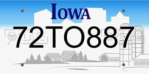 72TO887 Iowa License Plate