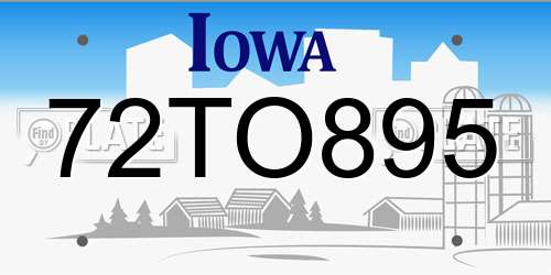72TO895 Iowa License Plate