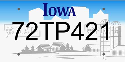 72TP421 Iowa License Plate
