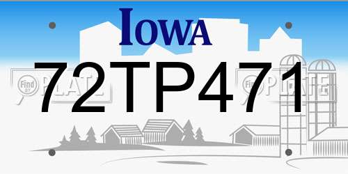 72TP471 Iowa License Plate