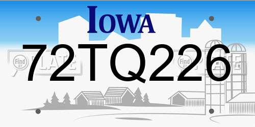 72TQ226 Iowa License Plate