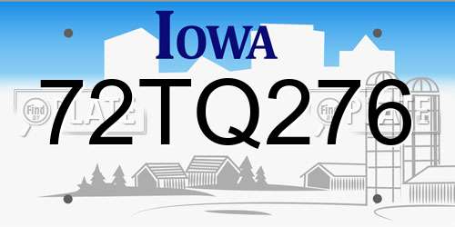 72TQ276 Iowa License Plate