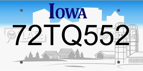 72TQ552 Iowa License Plate