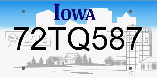 72TQ587 Iowa License Plate