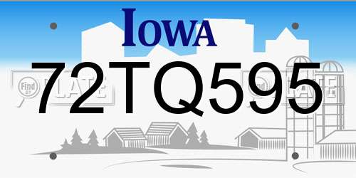 72TQ595 Iowa License Plate